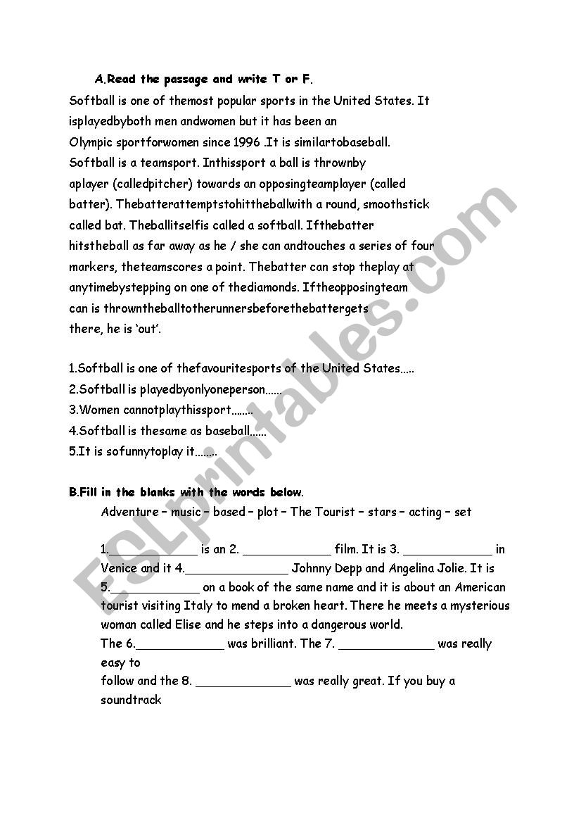 worksheet about films worksheet