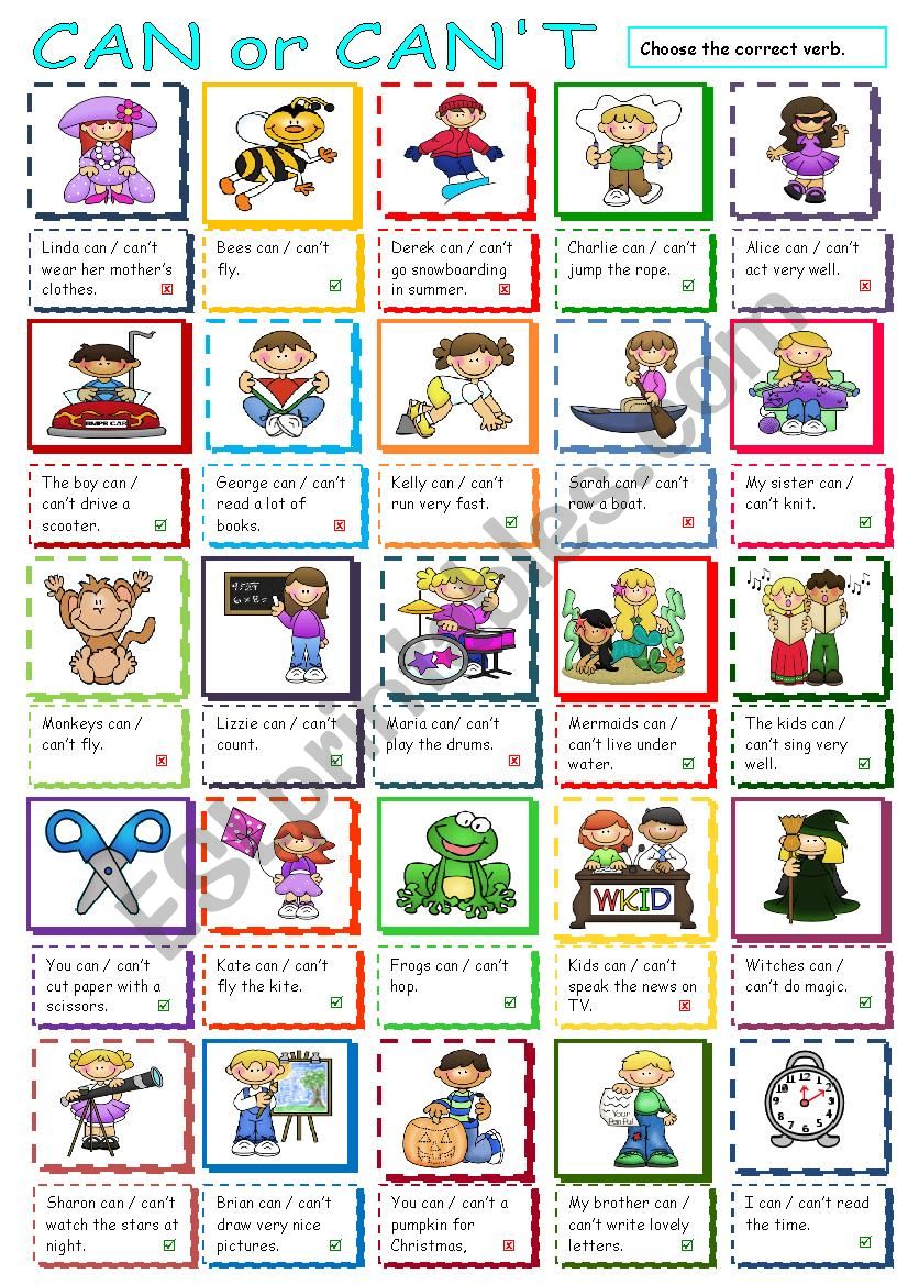 can or canÂ´t ? worksheet
