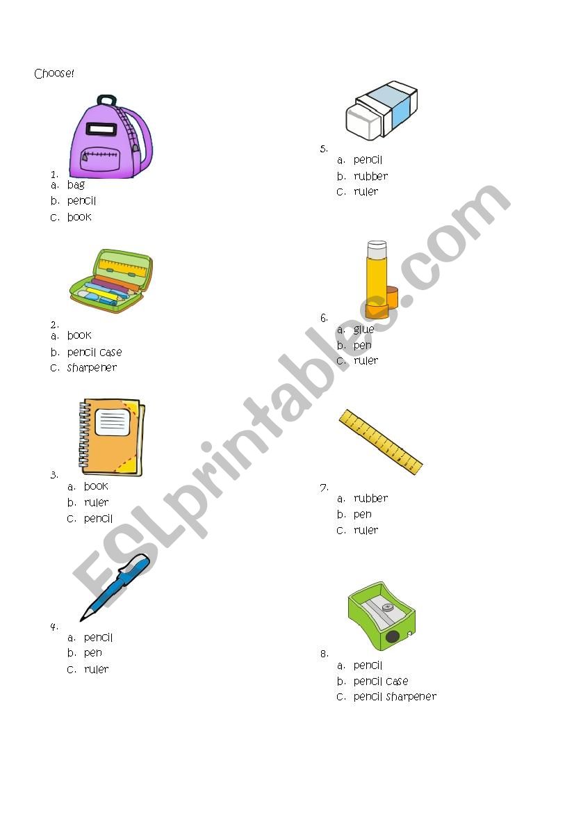 stationary choosing workshett worksheet