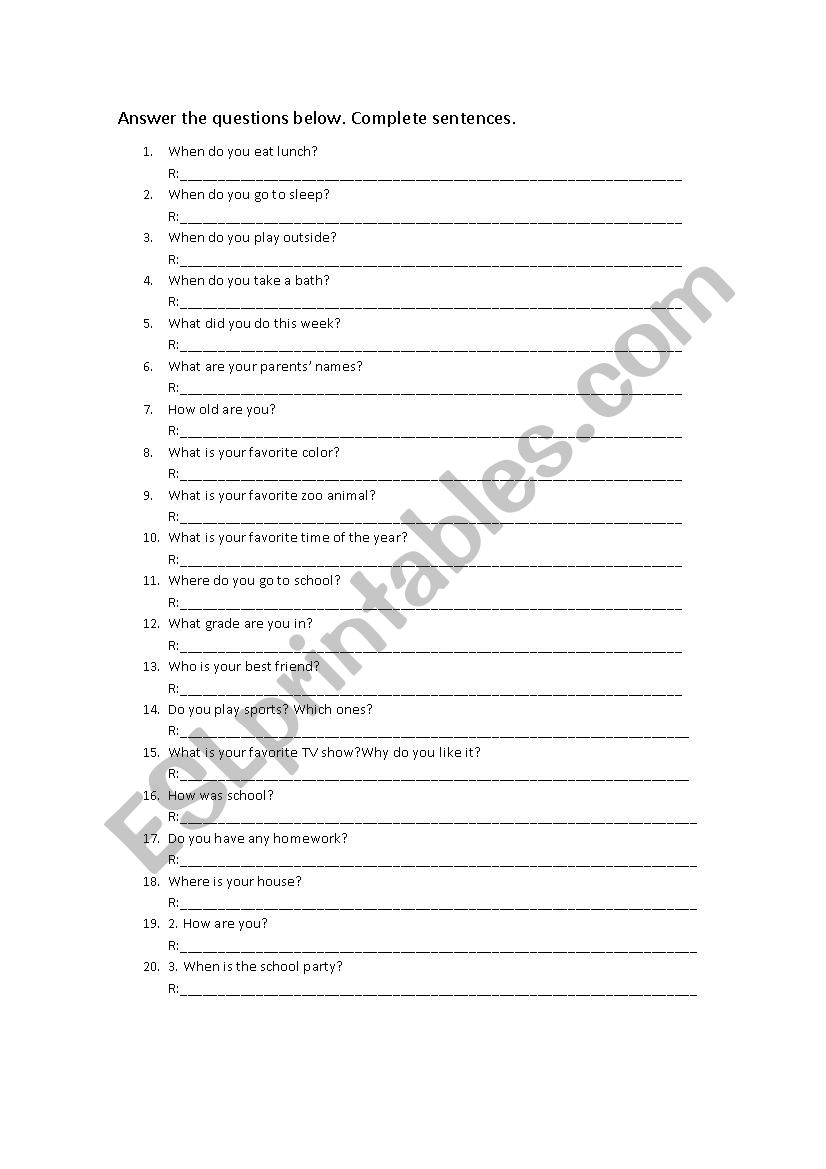 Questions Words worksheet