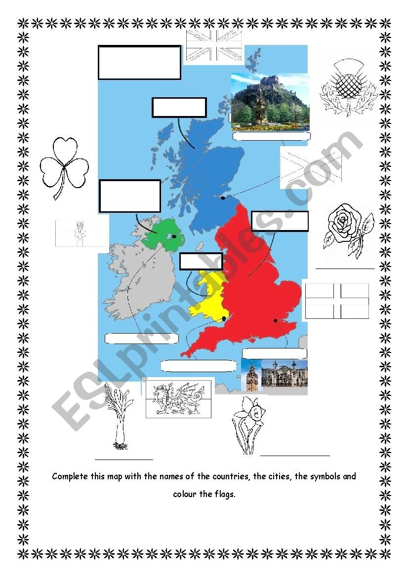 The United Kingdom Map worksheet