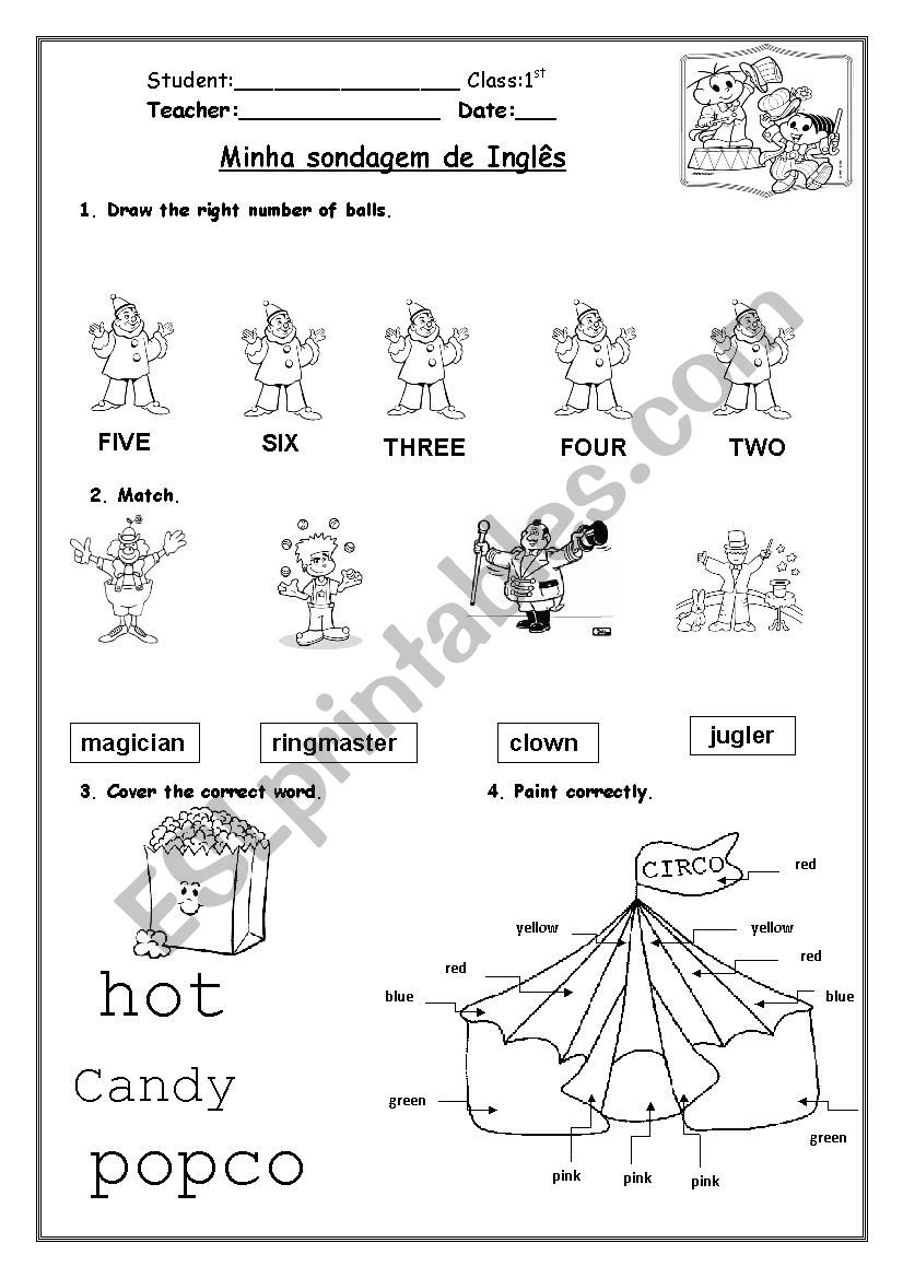 Circus worksheet