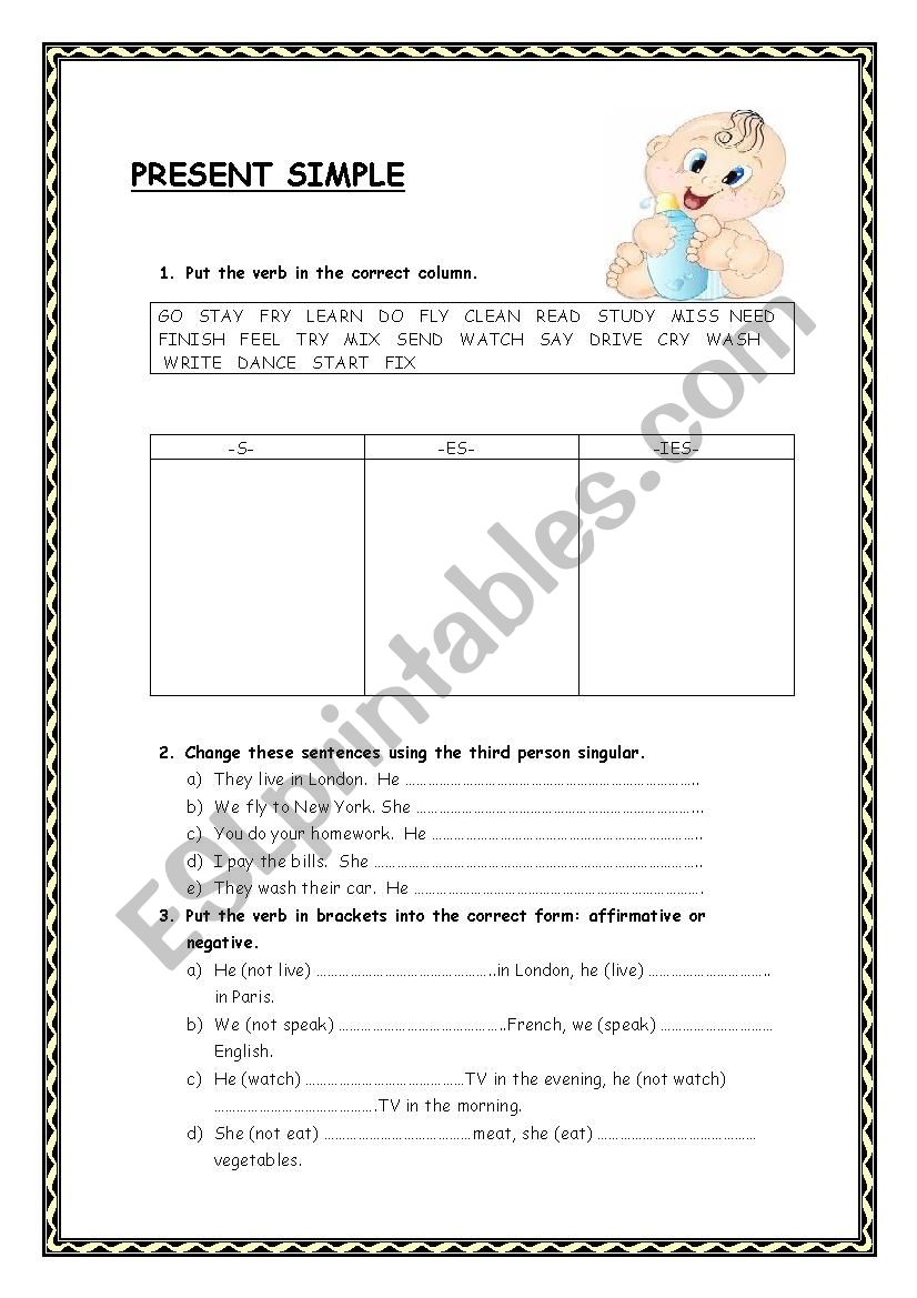 PRESENT SIMPLE worksheet