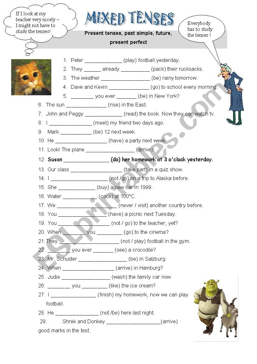 mixed tenses worksheet