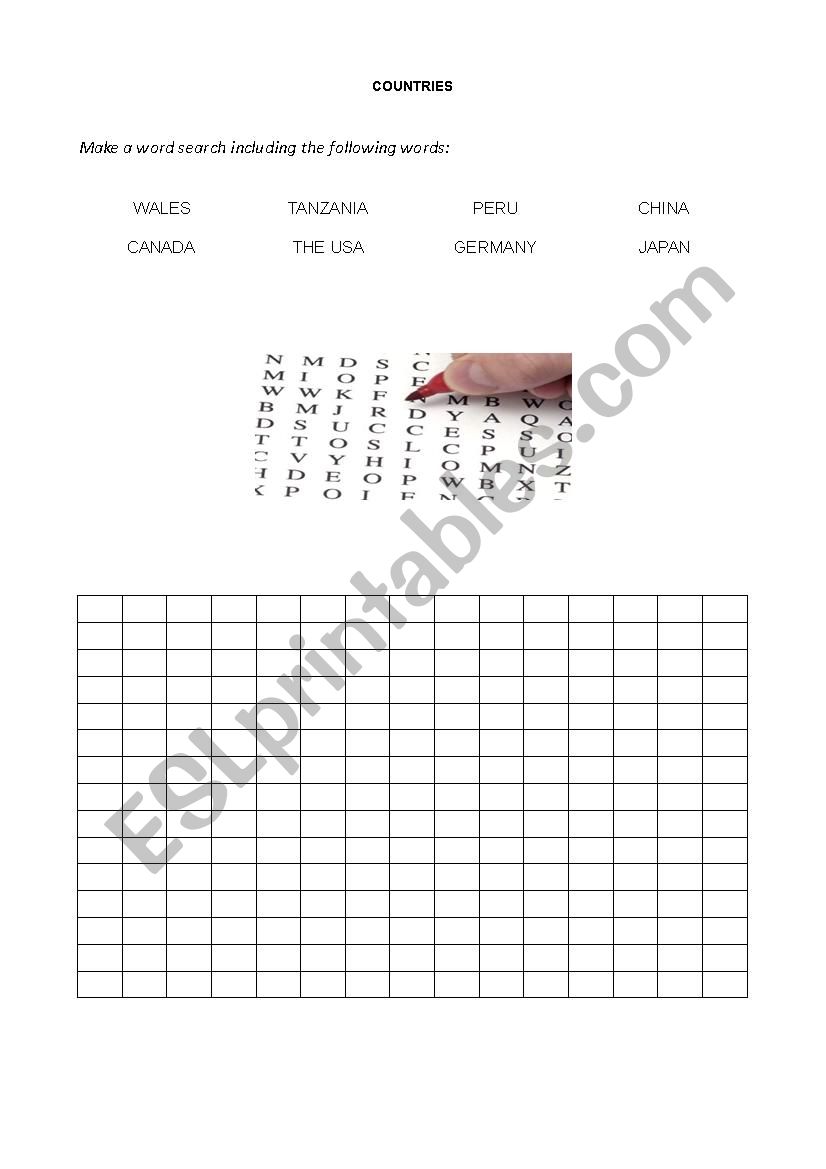 Countries - Make a word search