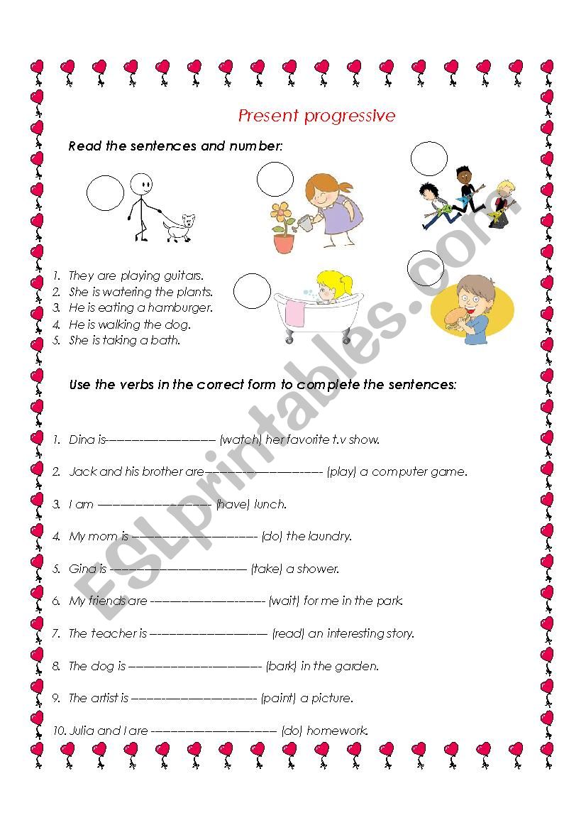 present progressive  worksheet