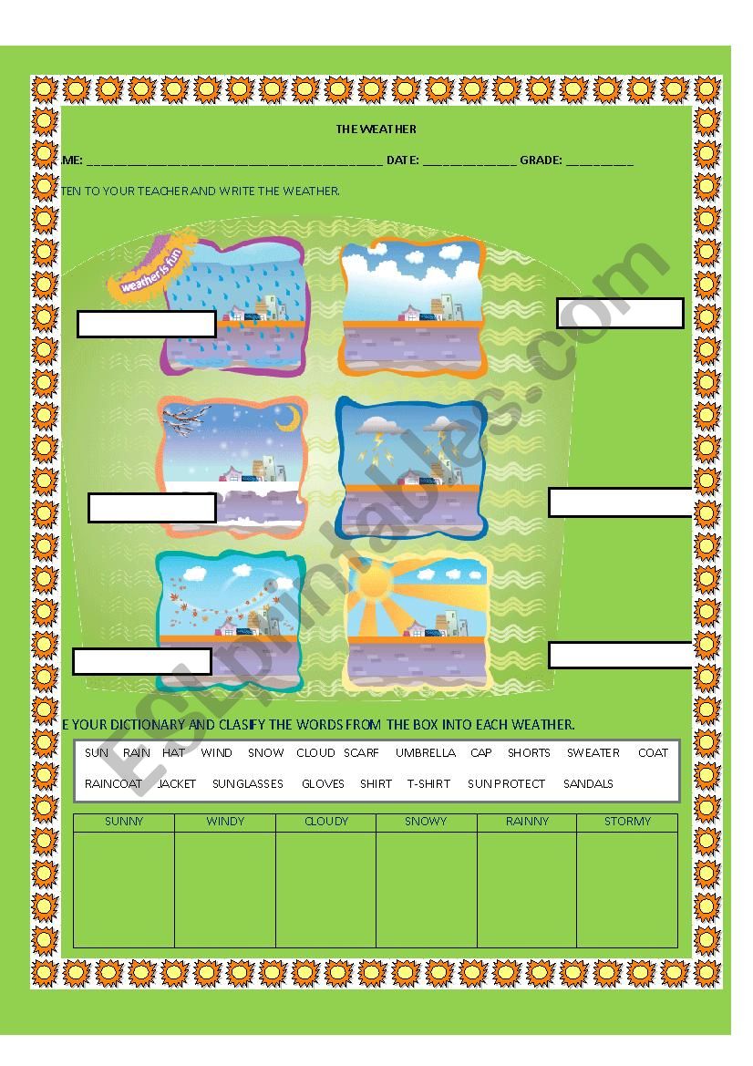 WEATHER worksheet