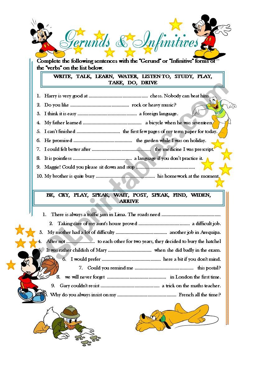 gerunds and infinitives  worksheet