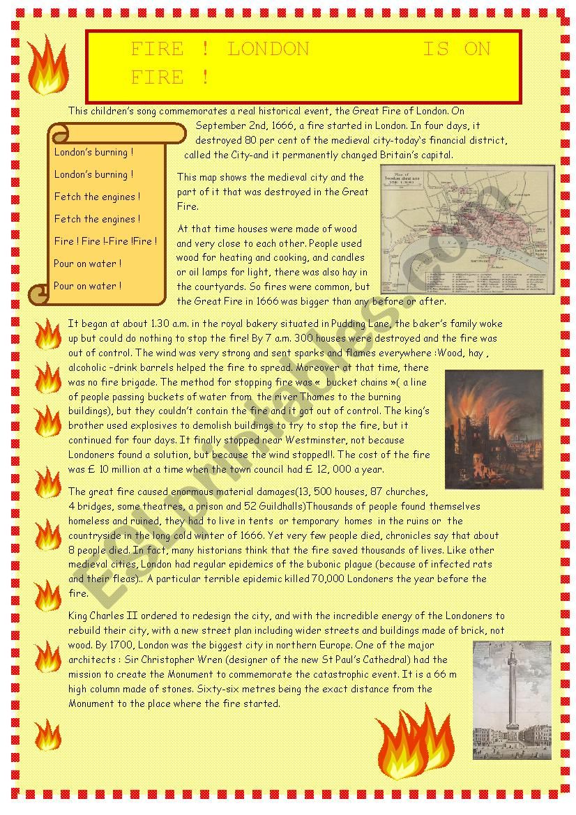 The  Great Fire of London: reading and comprehension