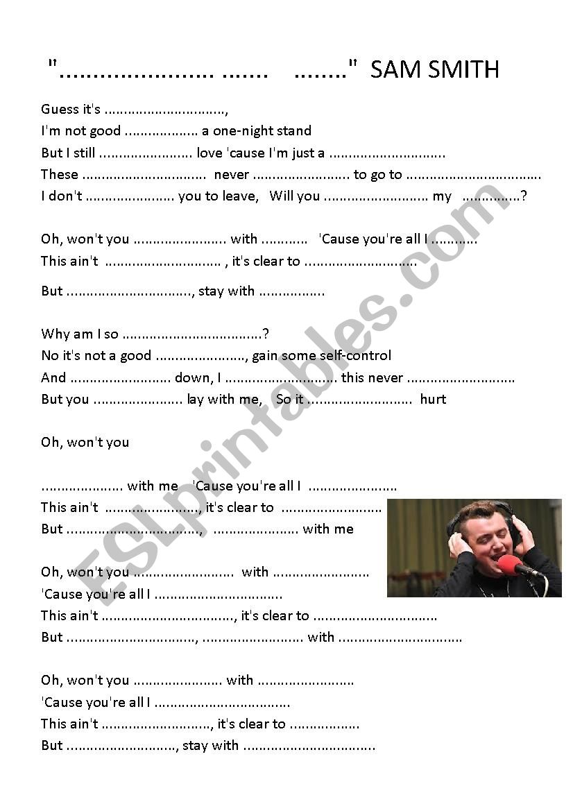 SONG SAM SMITH STAY WITH ME worksheet