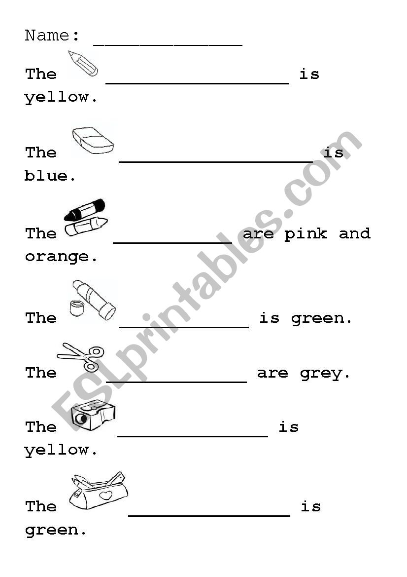 classroom objects worksheet