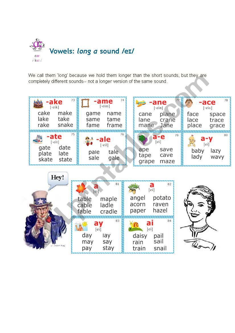 vowels sound short and long /a/