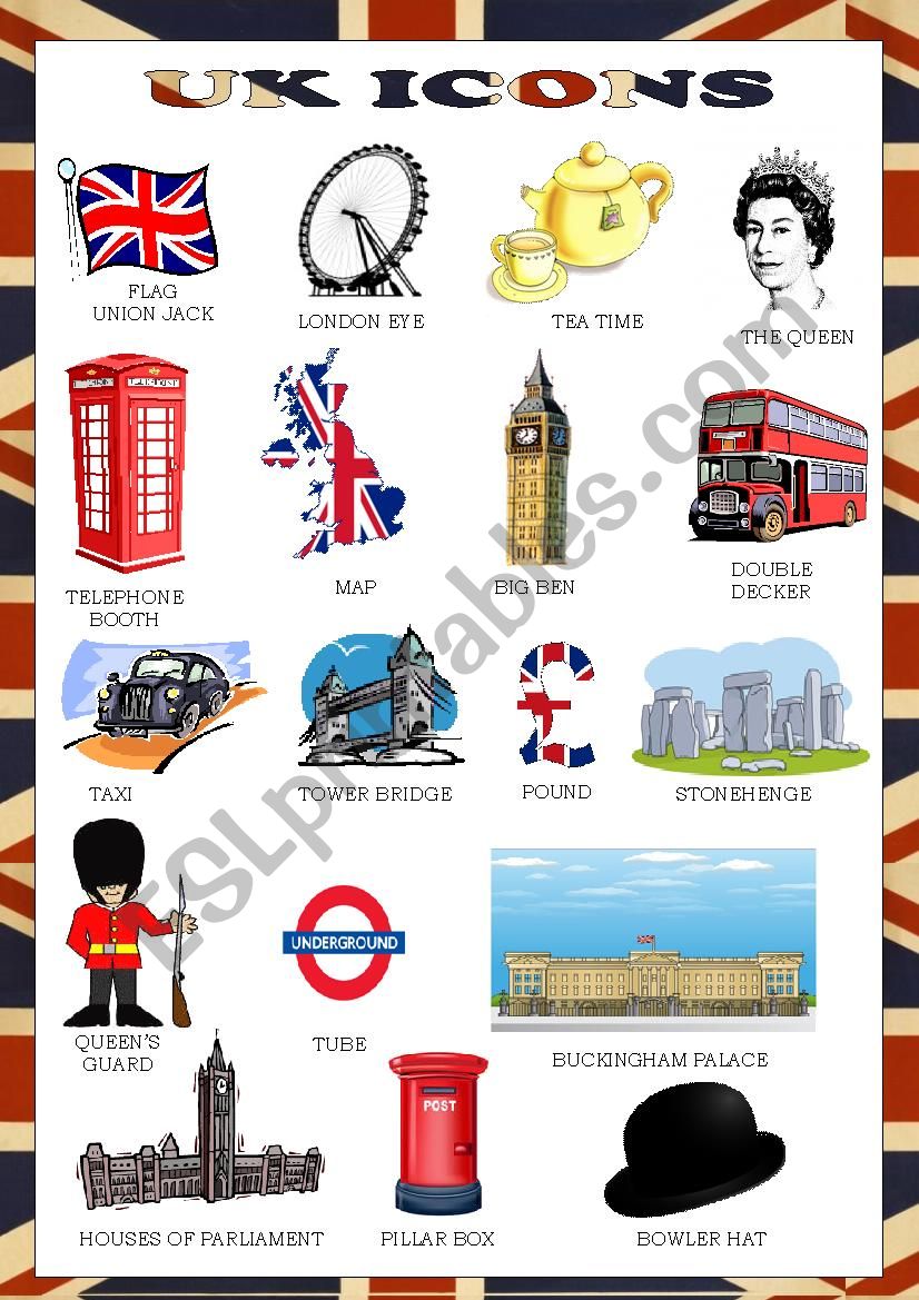 United Kingdom- pictionary worksheet