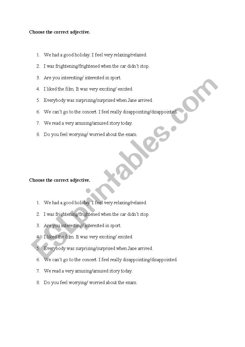 Adjective/Adverb worksheet