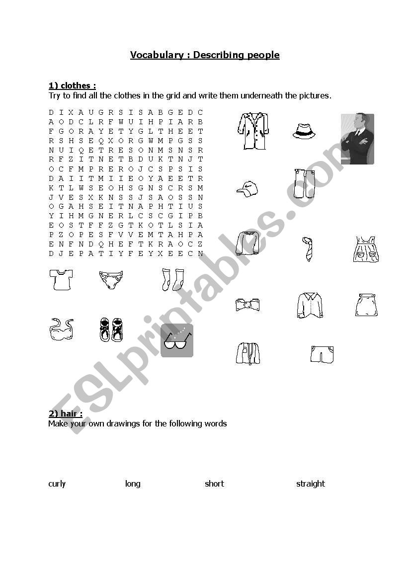 Describing people worksheet