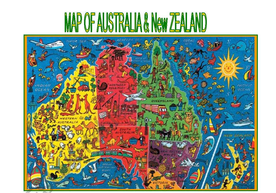 Map of Australia and New Zealand