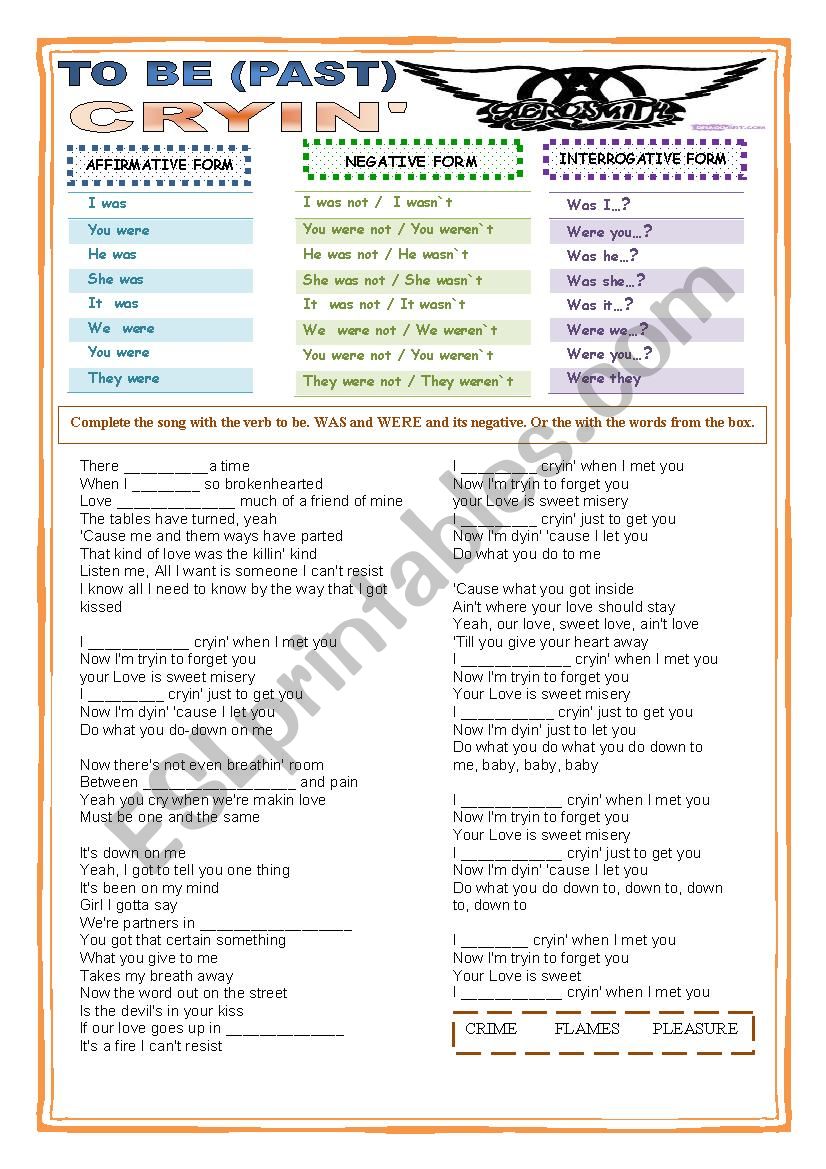 Simple Past - Verb To Be (Cryin - AereoSmith