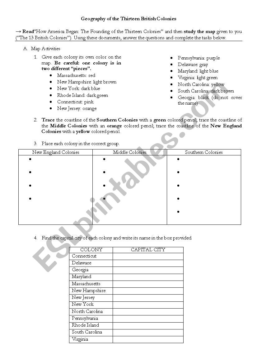 Geography of the Thirteen British Colonies
