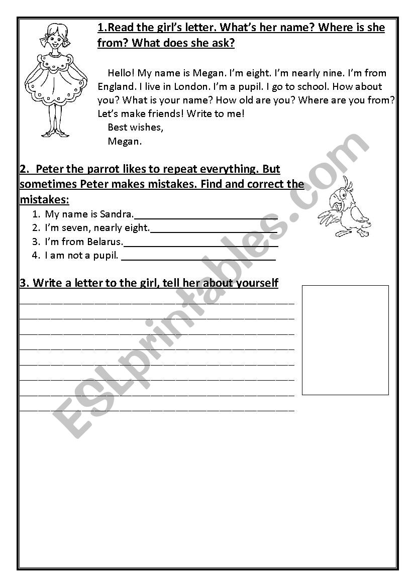 Personal information worksheet