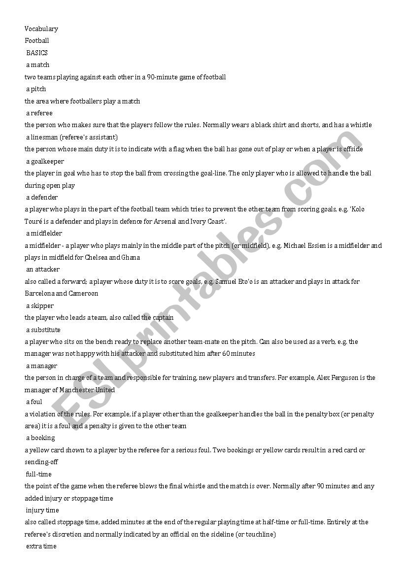 Word Football Cup worksheet