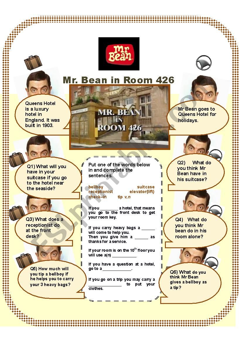 Mr Bean in Room 426 (2) Gap fills & Conversation Qs