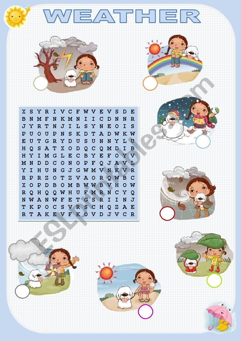 Weather wordsearch worksheet