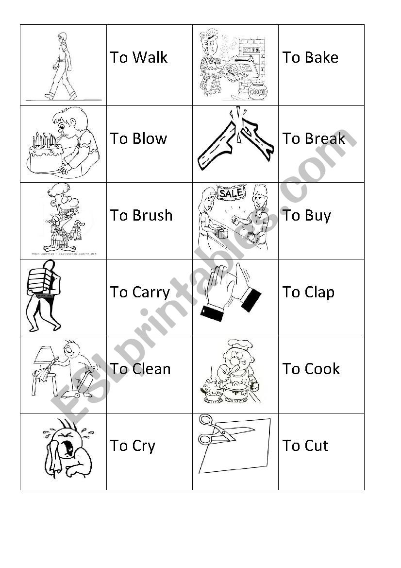 Action Verbs Flashcards worksheet