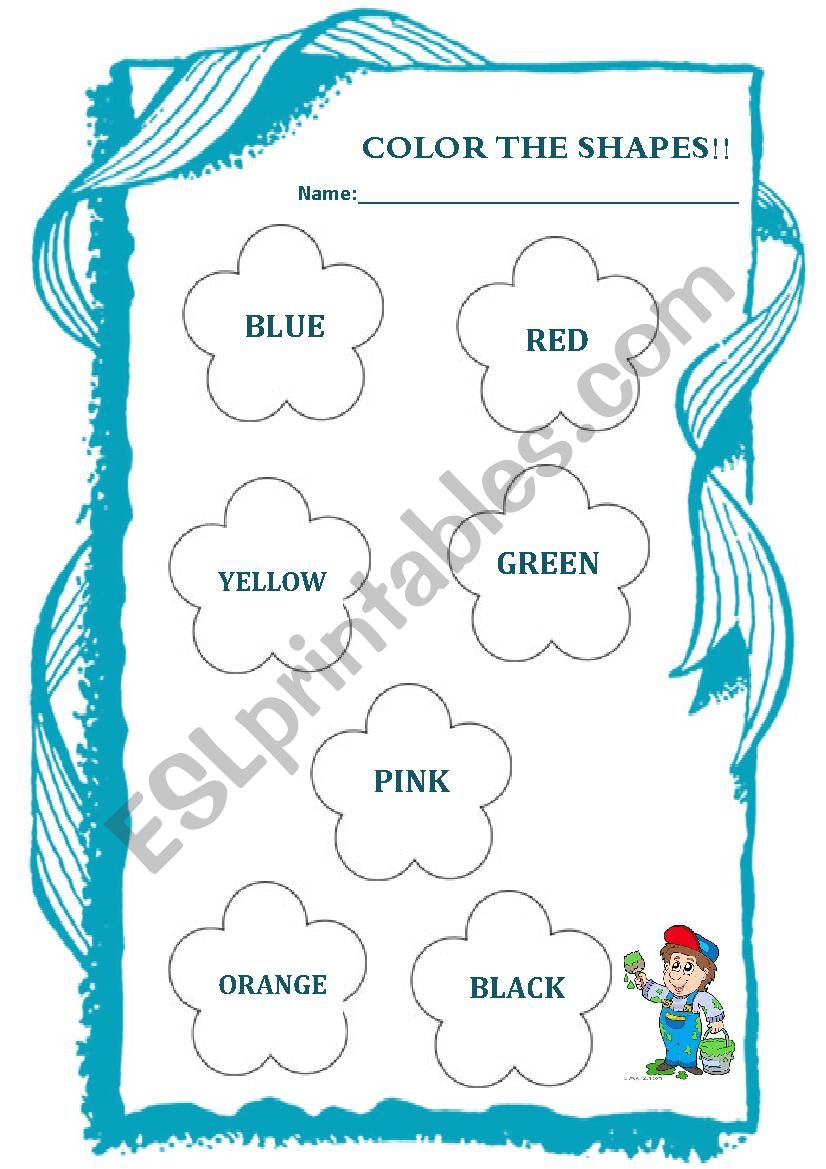 color the shapes esl worksheet by necatida