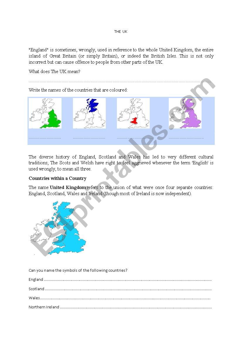 The UK Revision worksheet