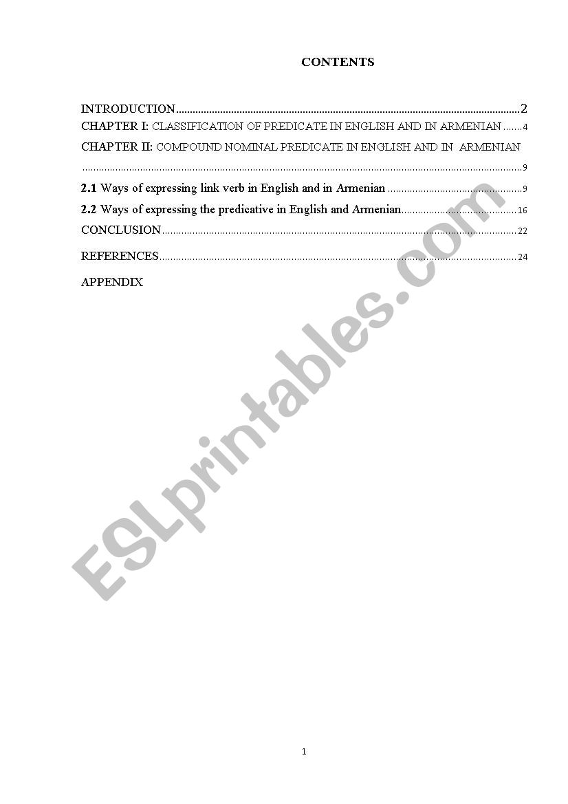 Compond Nominal Predicate worksheet