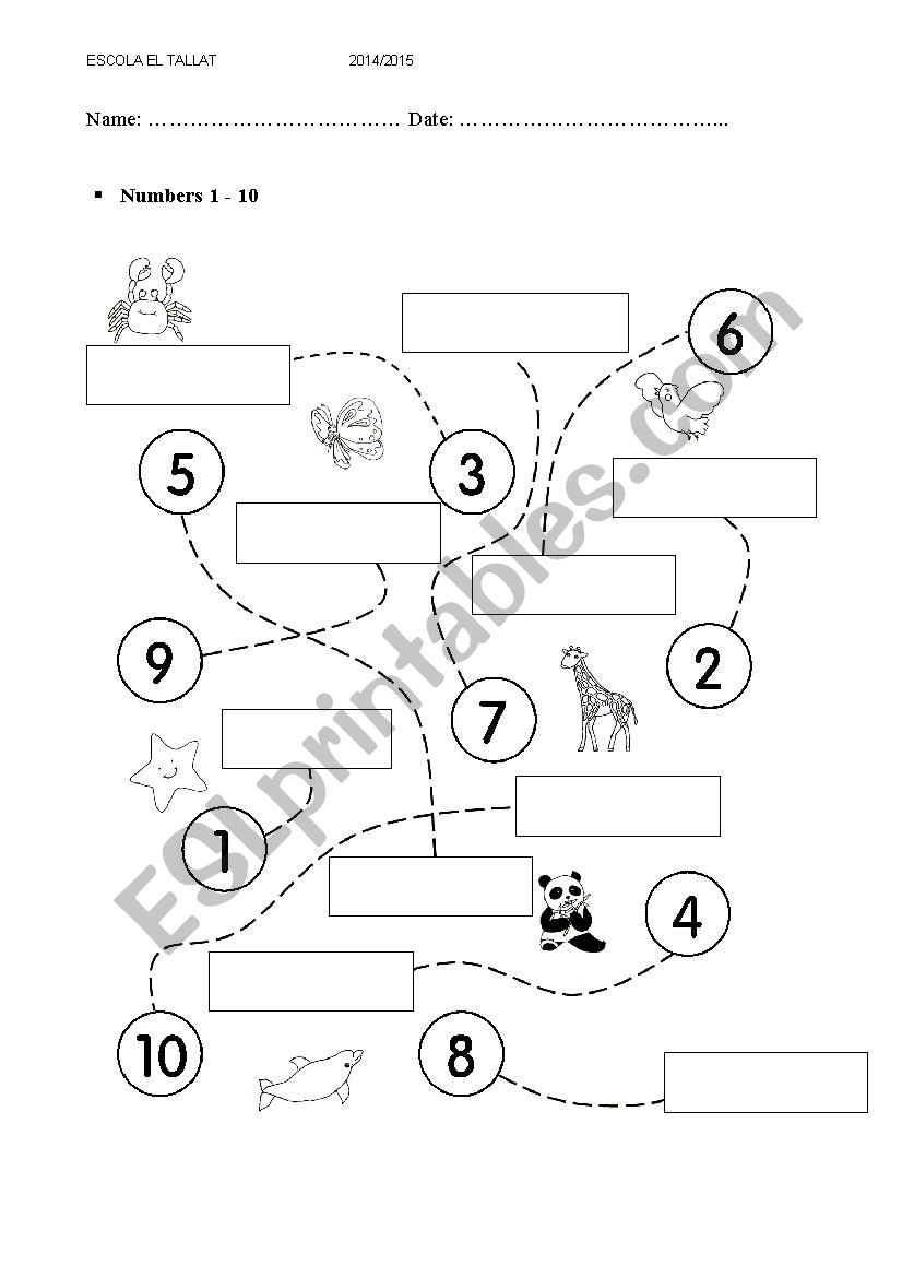 Numbers 1-10 worksheet