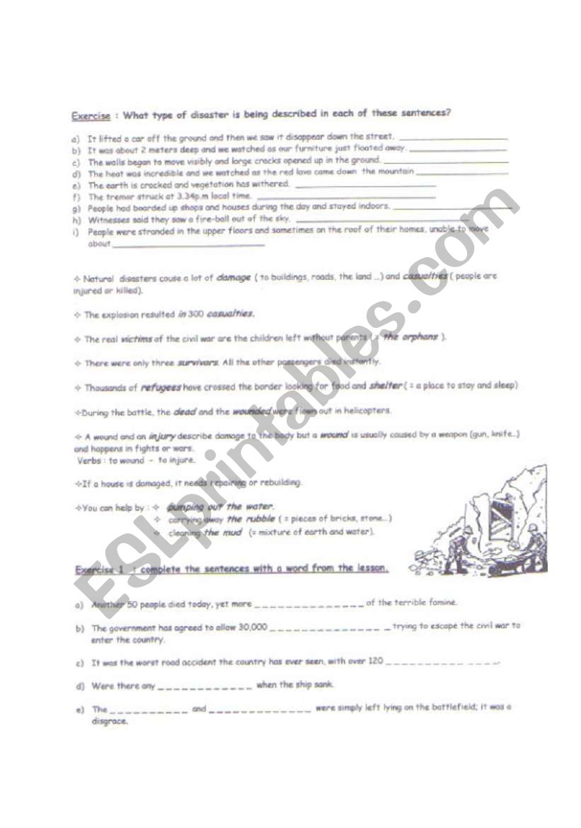 Natural disasters voc2 worksheet