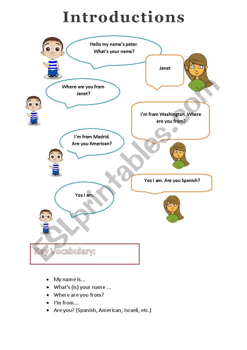 introductions worksheet