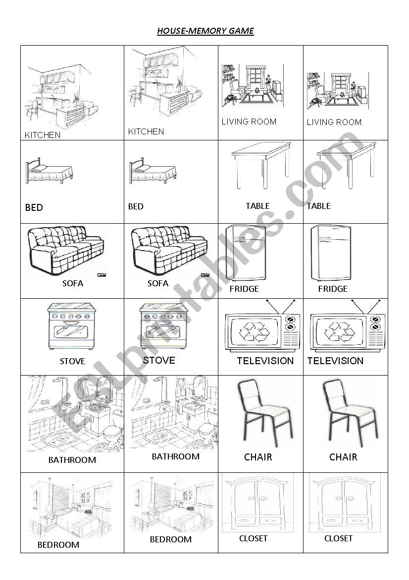 HOUSE -MEMORY GAME worksheet