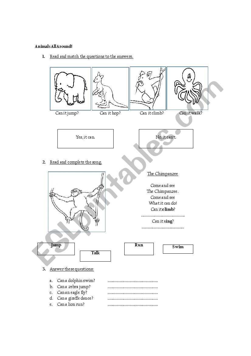 animals worksheet
