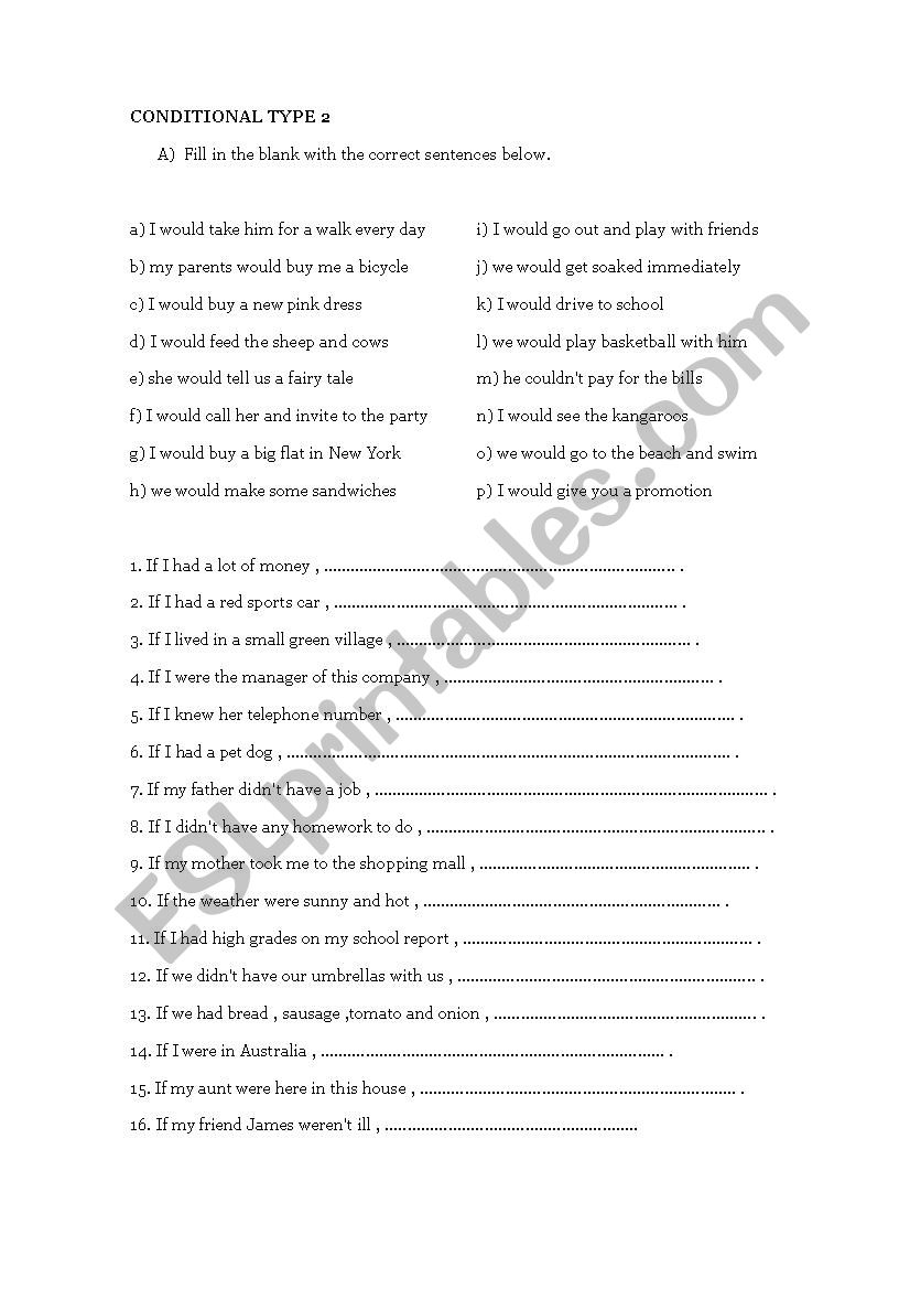 conditionals worksheet