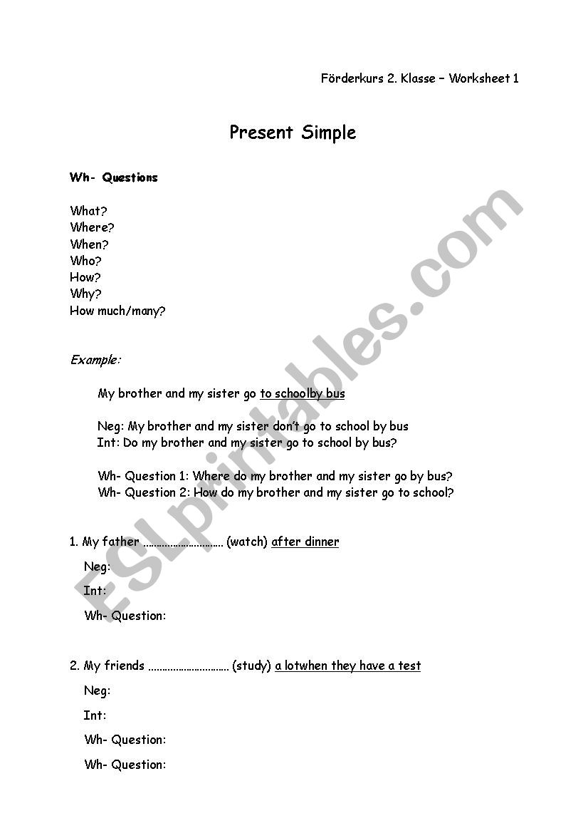 Present Simple - affirmative, negative and interrogative sentences