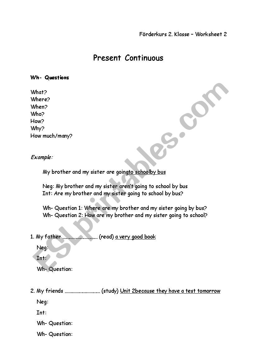 Present Continuous worksheet