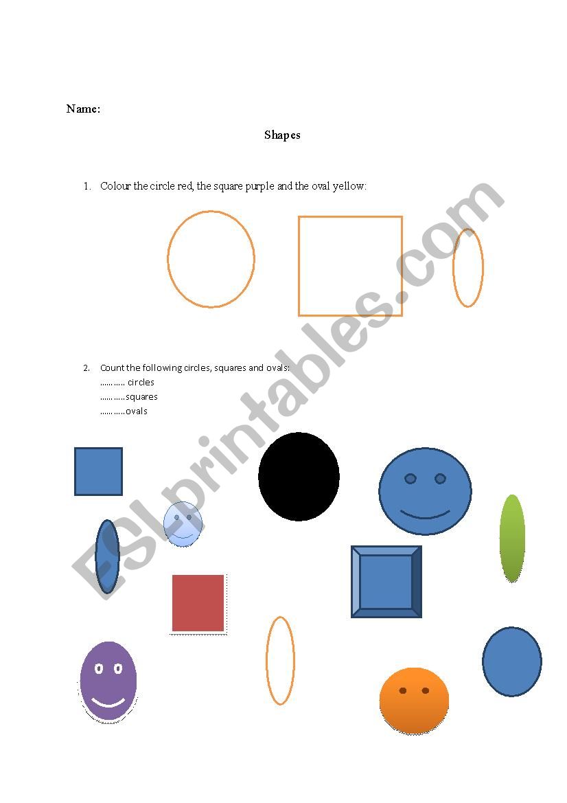 Shapes part 1 worksheet