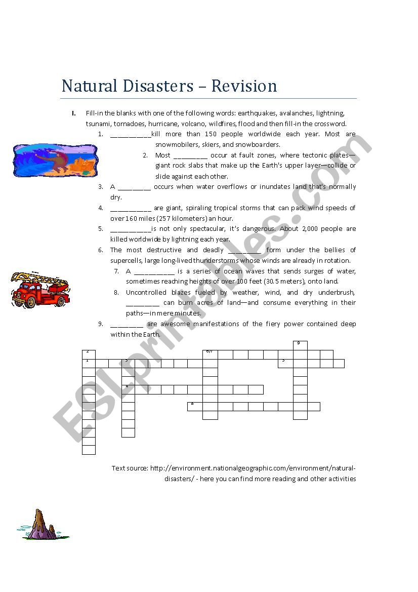 Natural disasters - revision (+key)