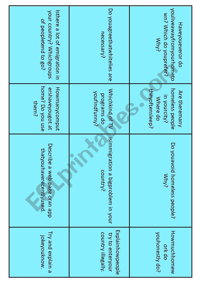 Conversation Starters 5 worksheet