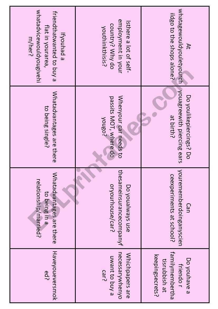 Conversation Starters 6 worksheet