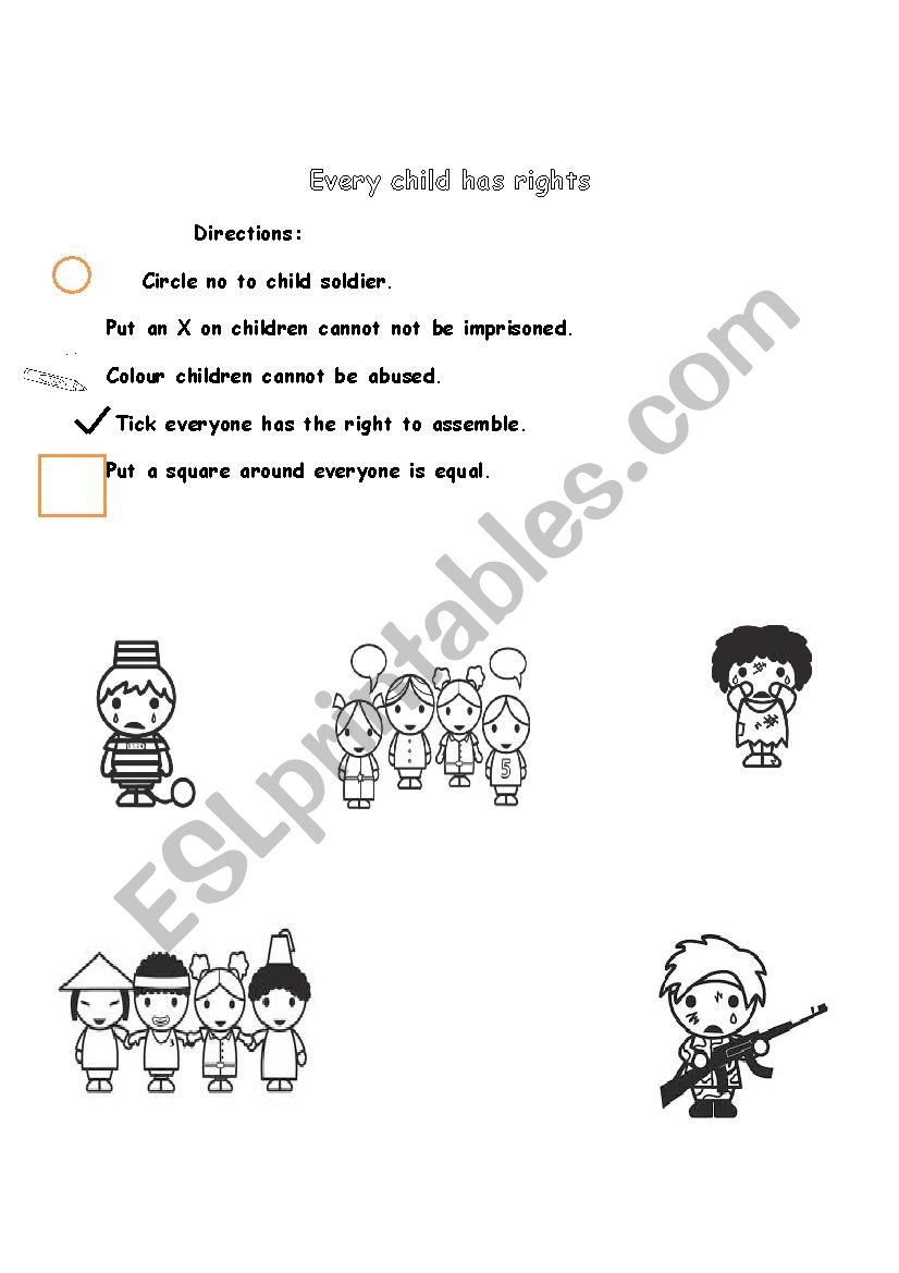 Rights of A child  worksheet