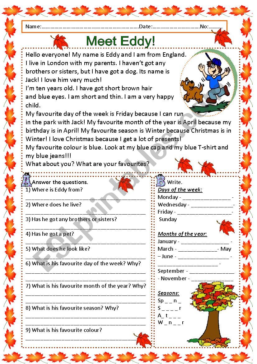 Meet Eddy! worksheet