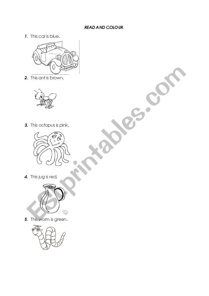 READ AND COLOUR worksheet