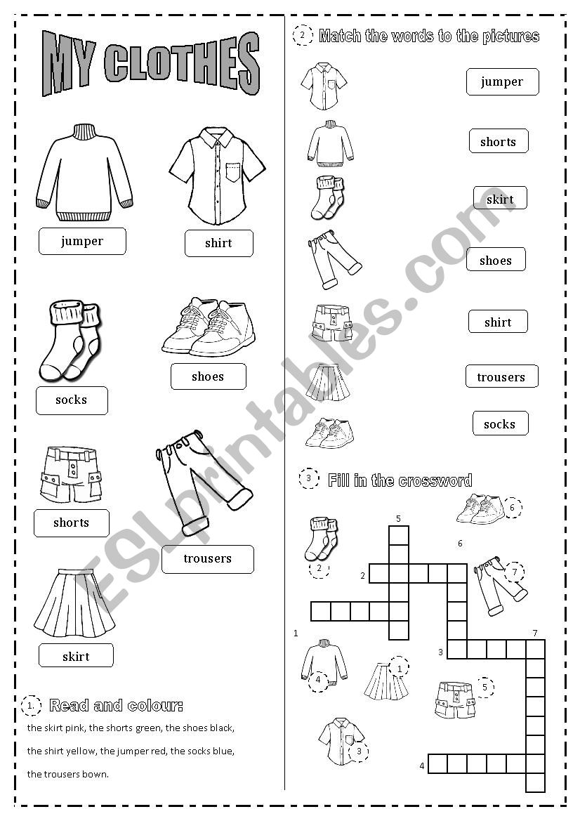 My clothes worksheet