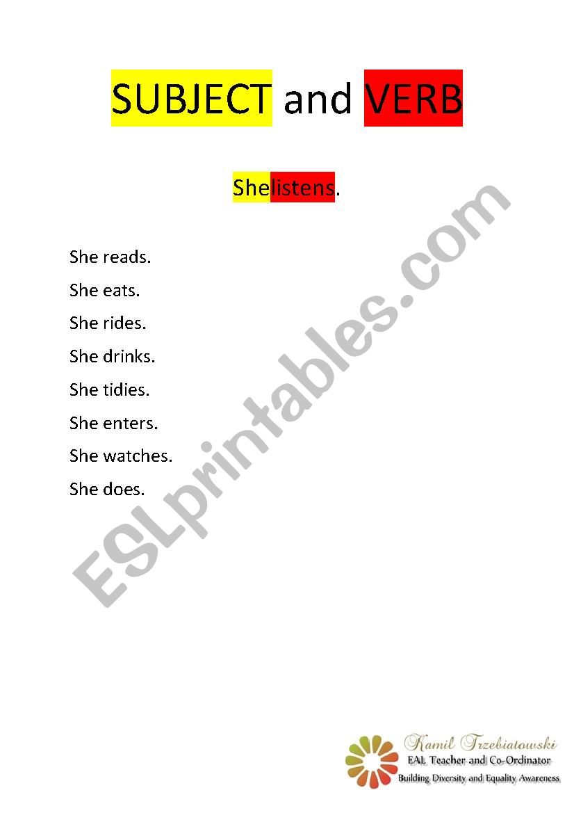 Subject, verb and object worksheet