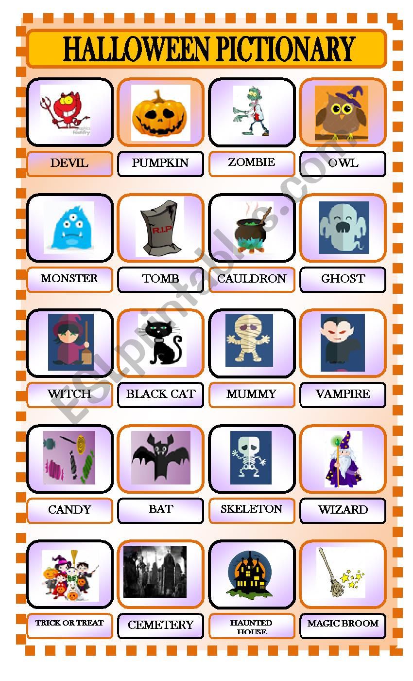 Halloween Pictionary Part 1 worksheet