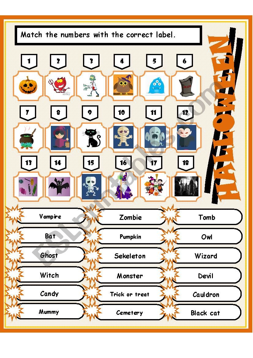 Halloween match part 1 worksheet