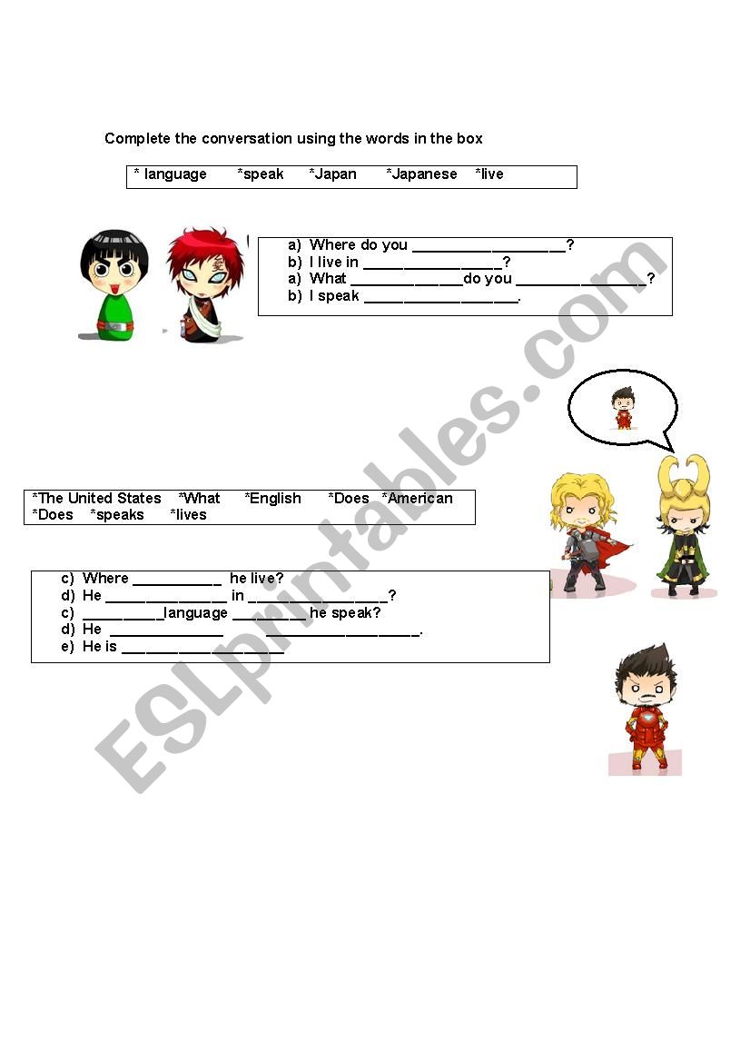 Nationalities  worksheet